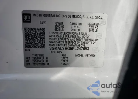 2023 GMC Terrain At4 из США, поврежденный, VIN 3GKALYEG5PL247693